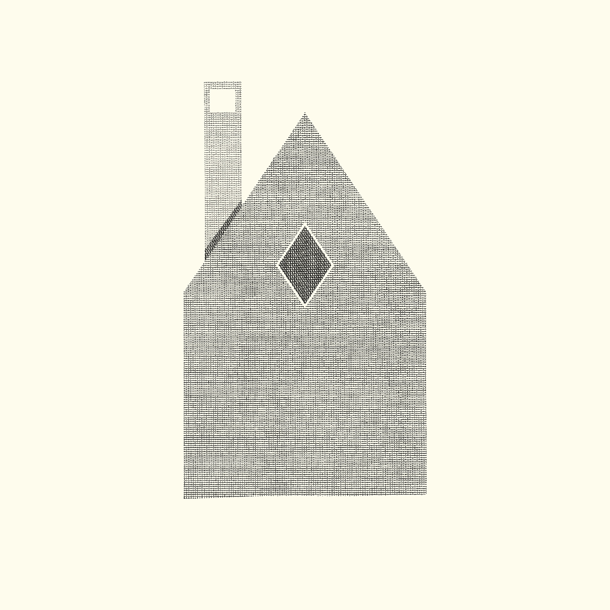 Technical pen drawing of the proposed west elevation for Glen Aray TRS, featuring a restrained gabled form with a single diamond-shaped window positioned high within the façade to frame views across the surrounding woodland.